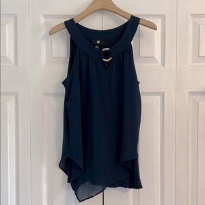 Iz Byer Navy Sleeveless Blouse